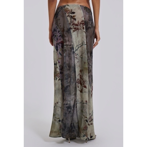 NWT Jaded London Asteria Pannelled Maxi Skirt Long Flowy Green Floral Revolve 6 - Picture 12 of 13